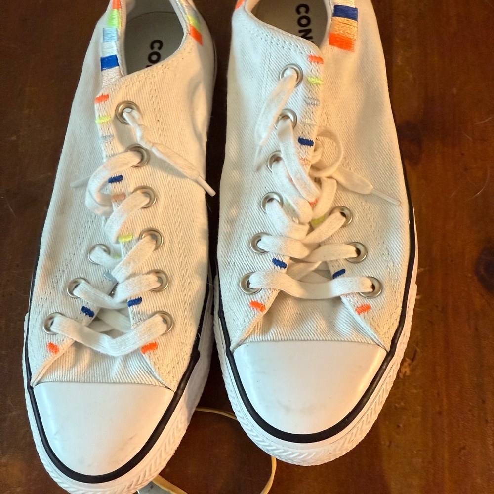 Converse White Sneakers with Colorful Accents